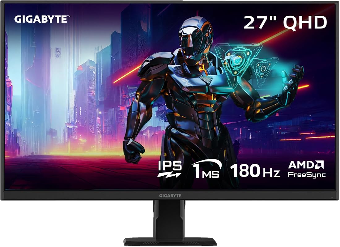 GIGABYTE 27-inch QHD 1440P IPS Gaming Monitor: 180Hz, 1ms Response Tim