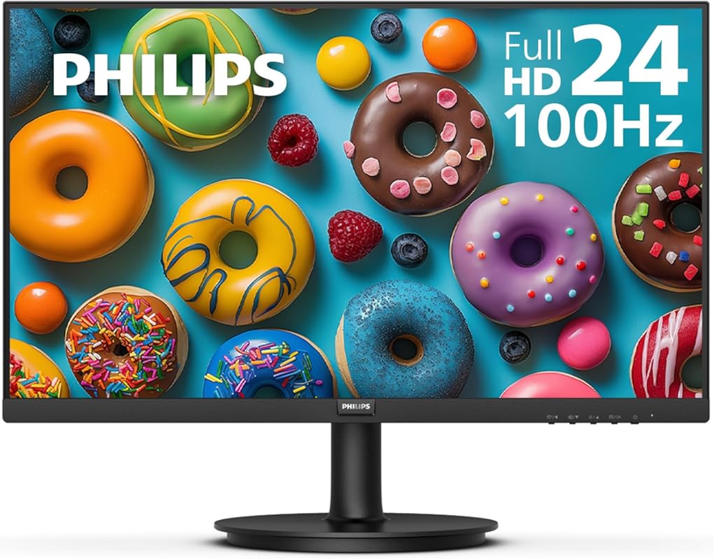 Philips 24 Inch Computer Monitor, FHD 100Hz VA, VESA, 4ms, Adaptive Sy