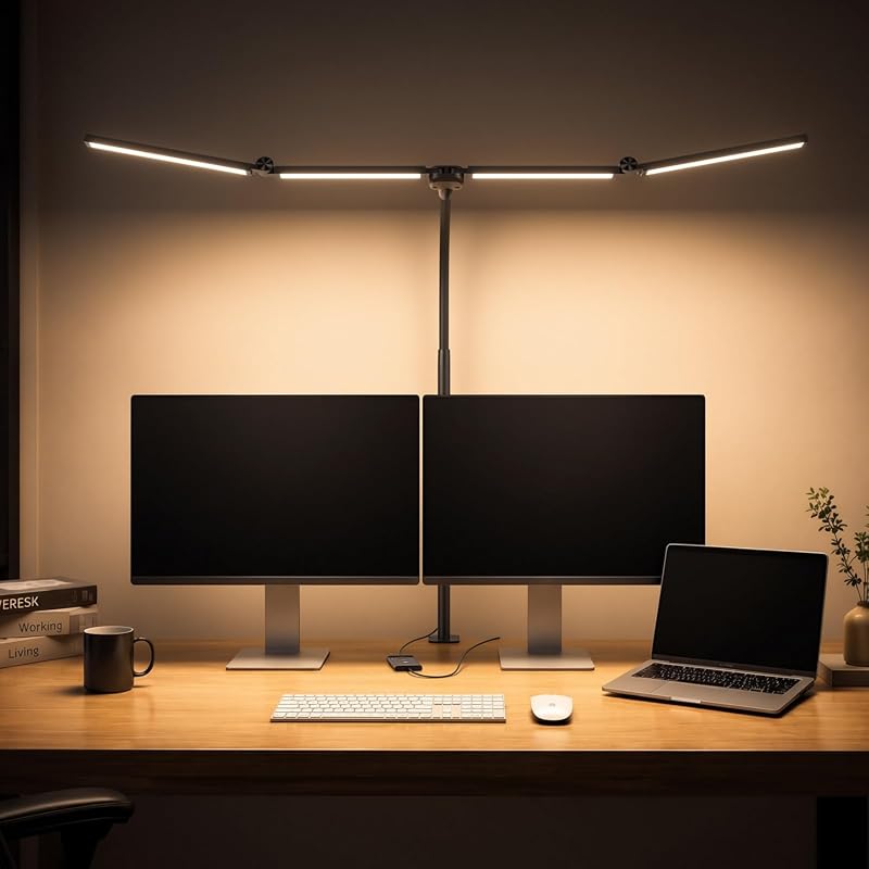 Adjustable LED Desk Lamp with Swing Arm and Clamp for Architects' Moni