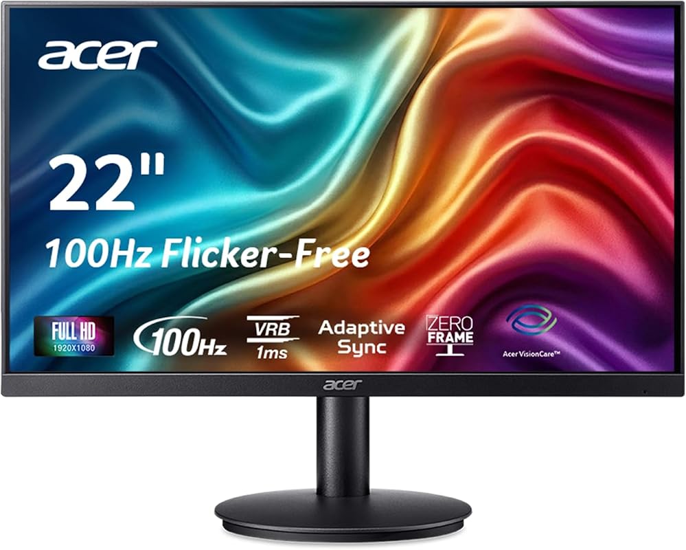 Acer 21.5-inch FHD Office Monitor with 100Hz, sRGB 99%, VESA, and Eye