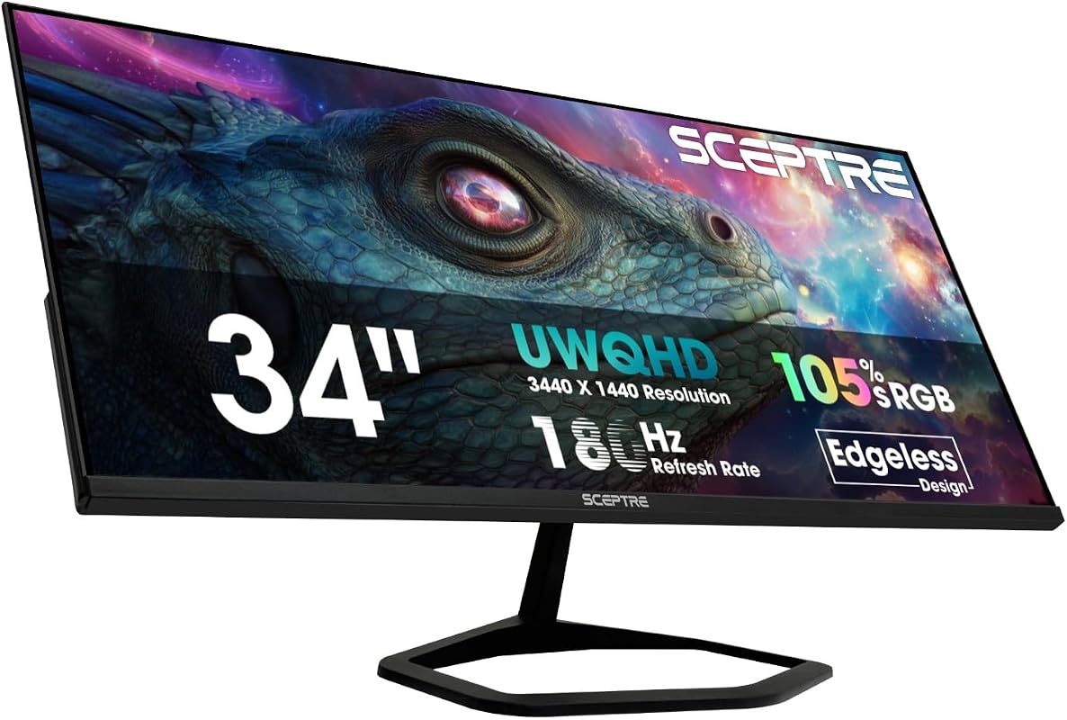 New! Sceptre 34-inch Prime Gaming Monitor 3440 x 1440 up to 180Hz Disp