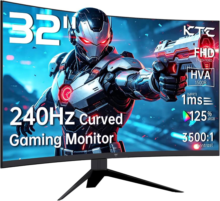 KTC 32-inch 1080P Curved Gaming Monitor for PS5. Experience 240Hz and
