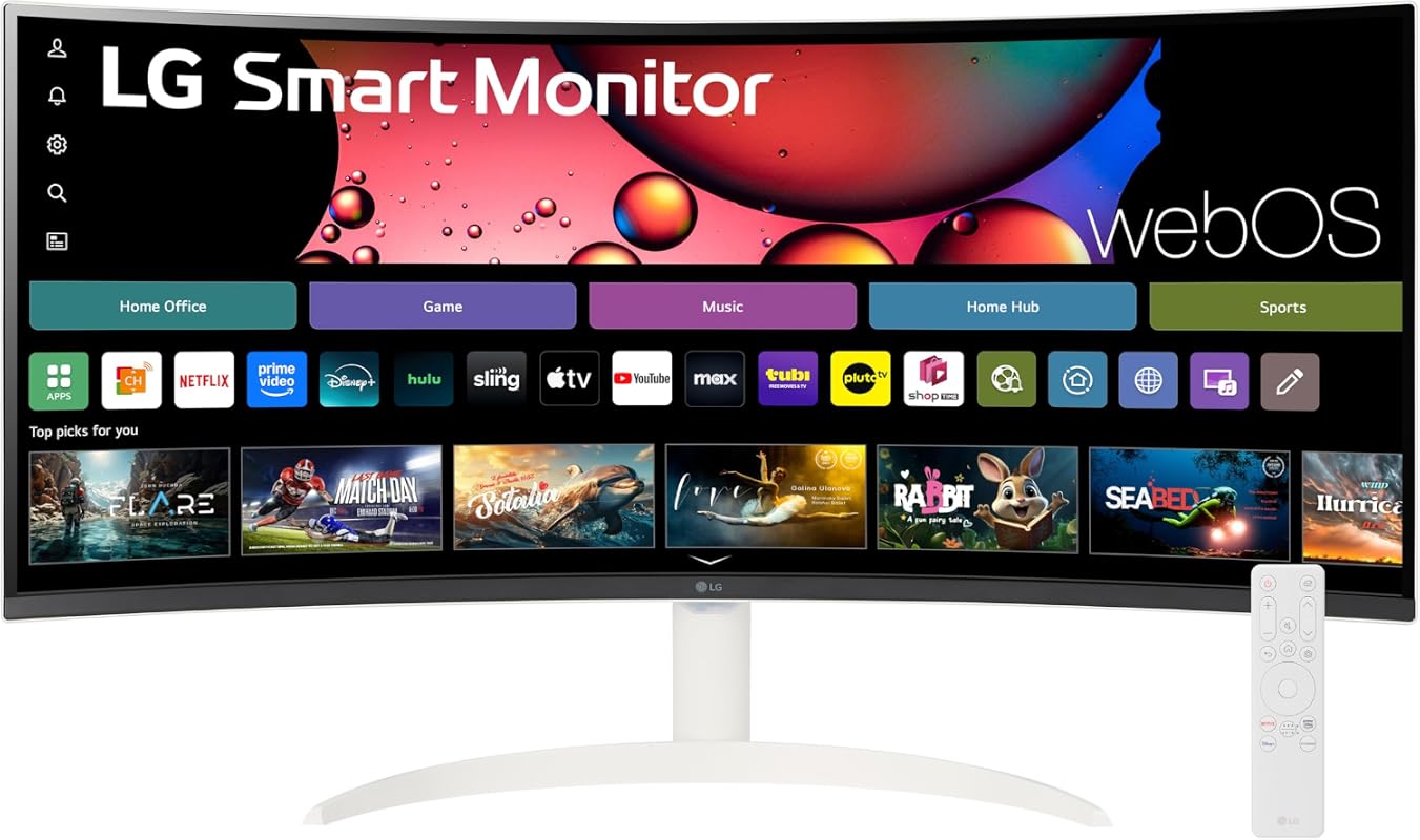 LG 34-inch QHD Curved Smart Monitor: UltraWide webOS, AirPlay2, Speake
