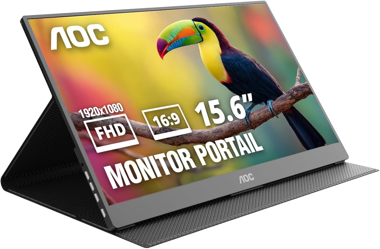 AOC 16 Portable FHD IPS USB-C Monitor with Smart Cover for Multitaski