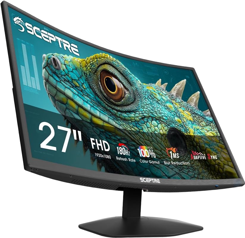 Sceptre 27-inch 1500R Curved Multimedia Monitor, 180Hz, 1ms, Built-in