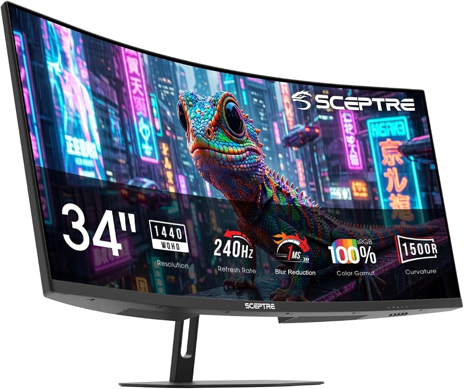 New! Sceptre Curved 34-inch Prime Gaming Monitor 3440 x 1440 up to 240