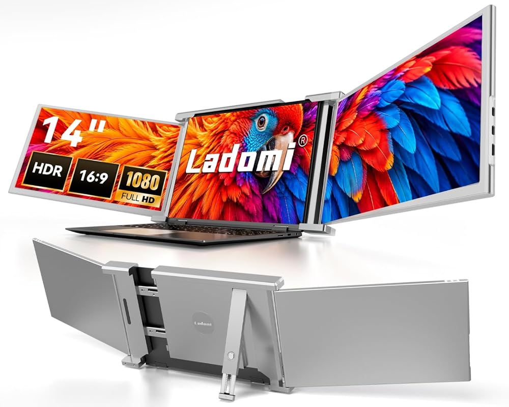 Ladomi Laptop Screen Extender, 14 Triple Screen Laptop Monitor Extend