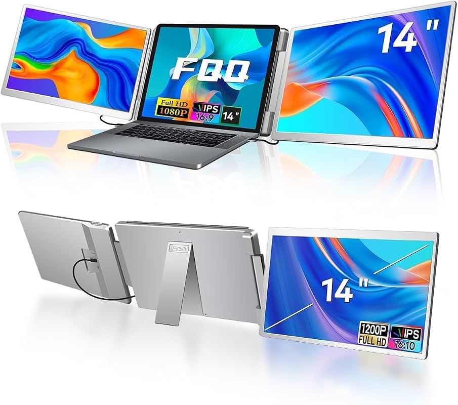 Boost Productivity with a 14-inch FHD IPS Triple Screen Laptop Monitor